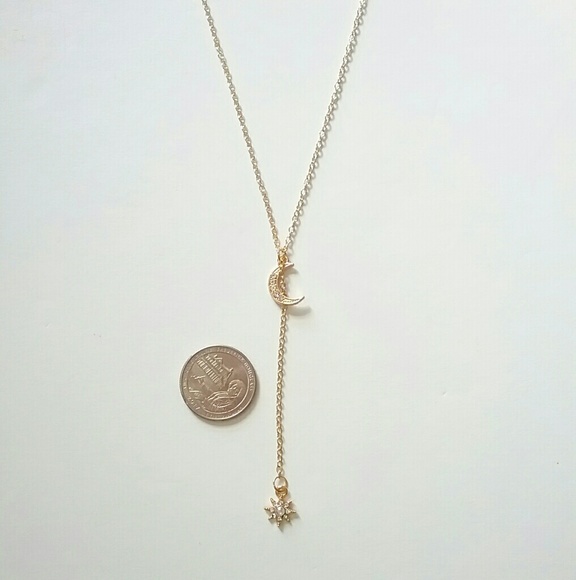 Gold Moon & Star Dangle Necklace - Picture 7 of 8